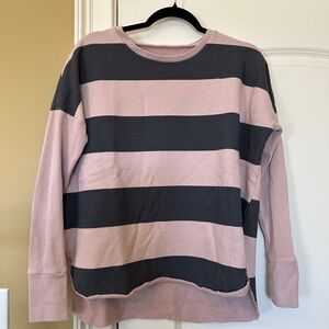 Frank & Eileen limited edition rose and charcoal striped sweatshirt